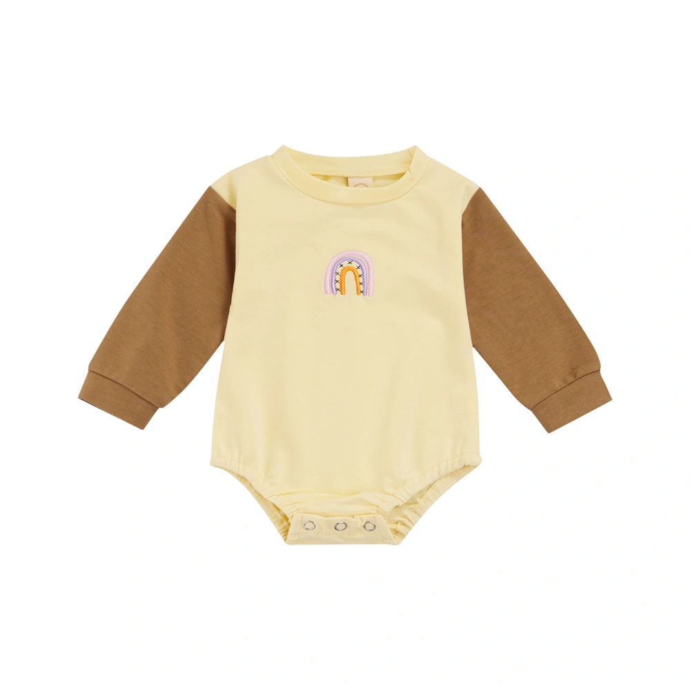 Babies Long Sleeve Romper, Infant Rainbow Embroidery Pattern Jumpsuit