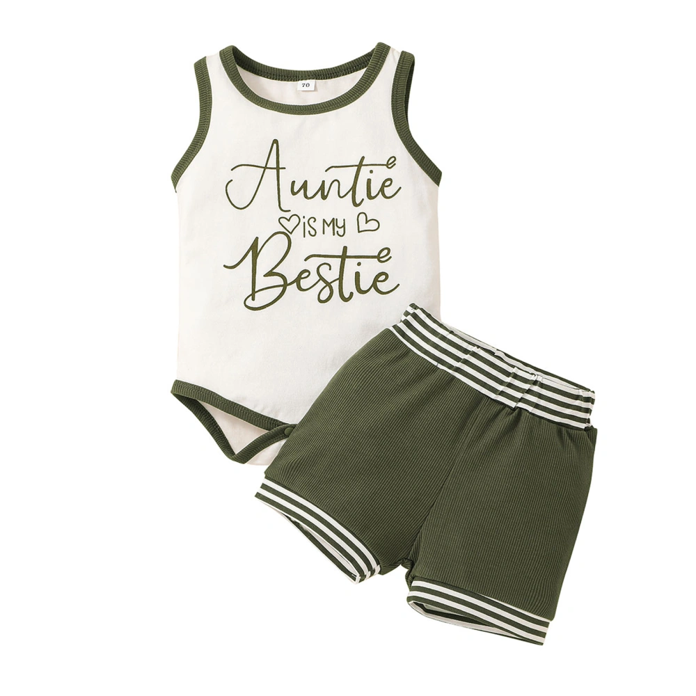 Baby Boys Romper Set, Letters Print Sleeveless Romper with Shorts