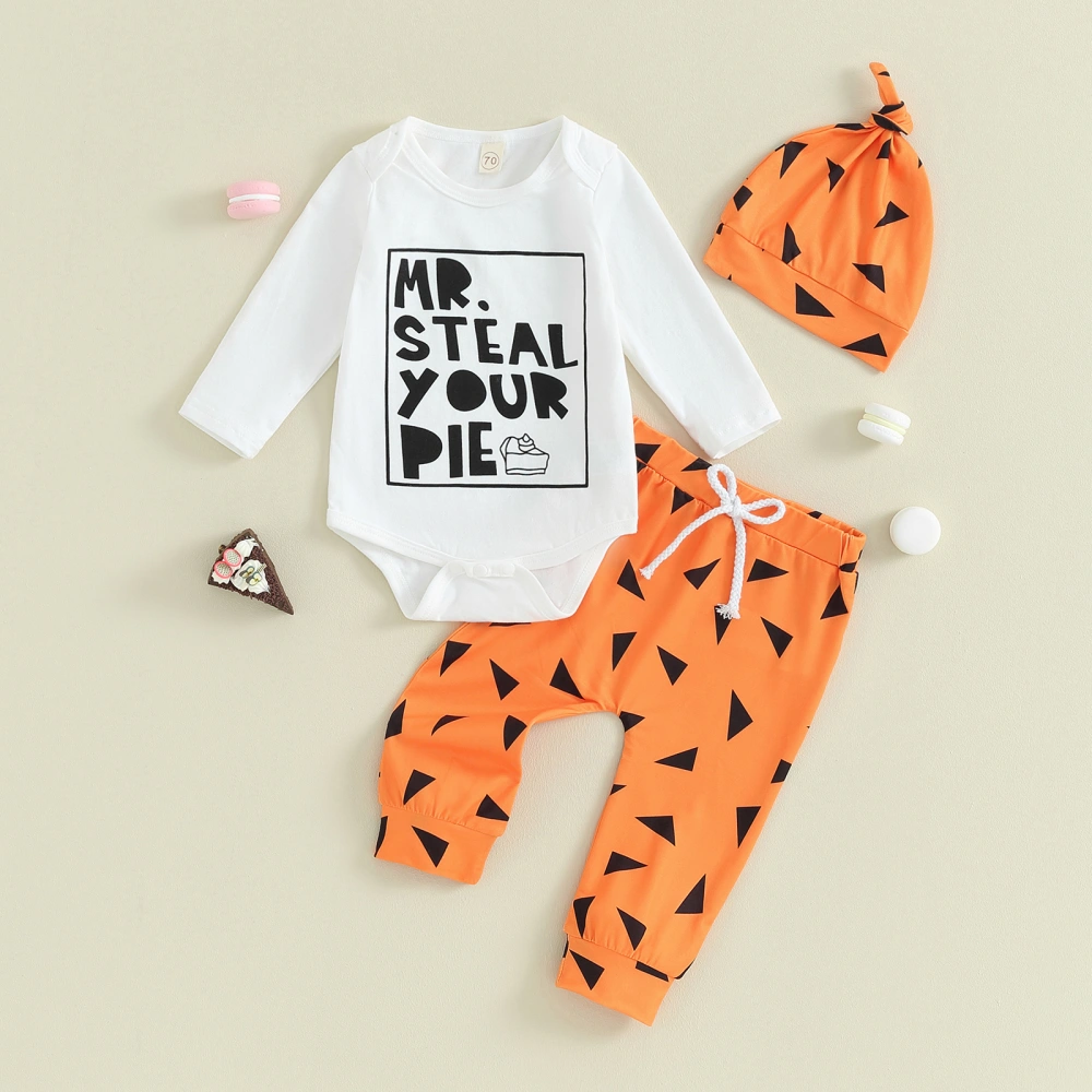 Baby Girls Boys Halloween Outfits Letter Print Rompers Pants Hat