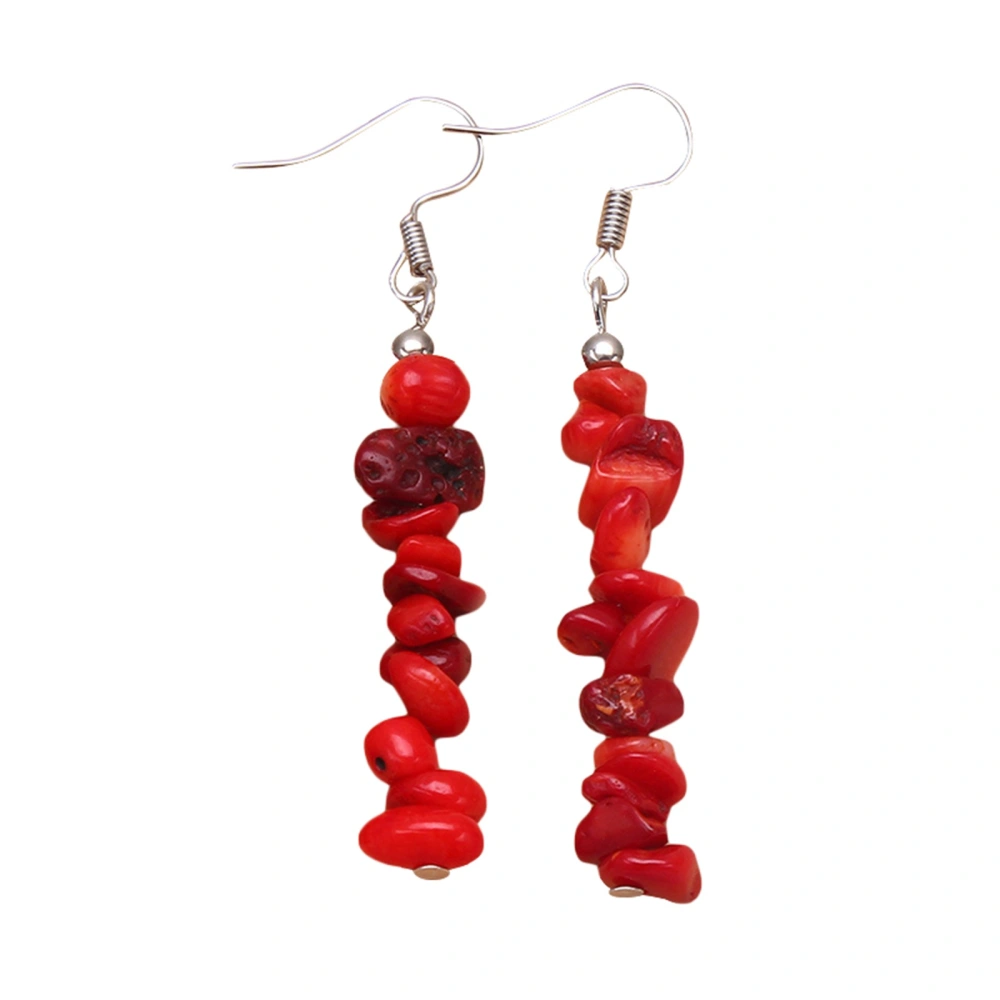 Women Fashion Natural Stones Earrings DIY Red Stone Earrings Jewelry