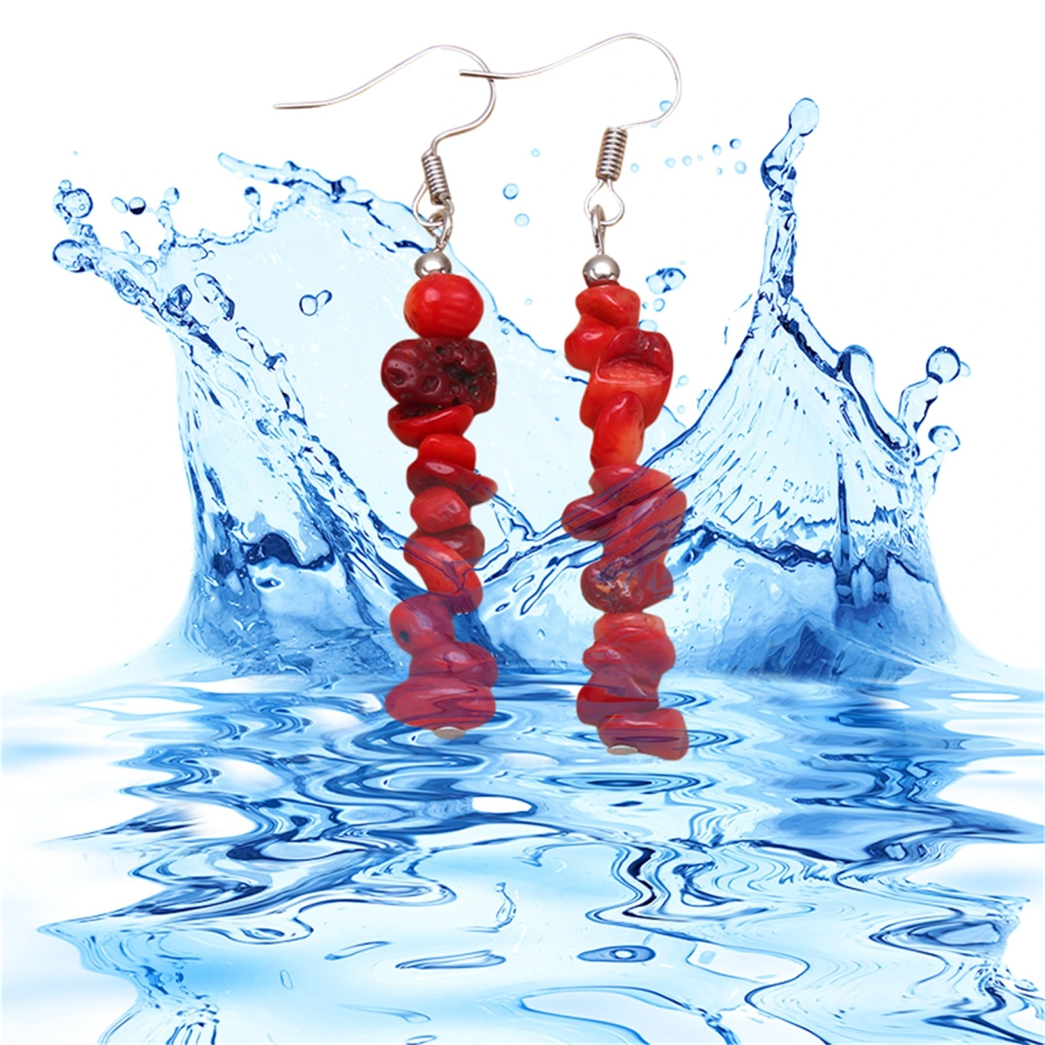 Women Fashion Natural Stones Earrings DIY Red Stone Earrings Jewelry