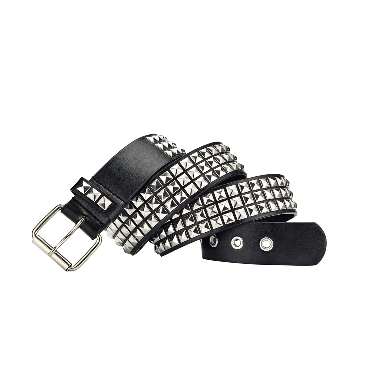 Women's Single Double or Rivet Grommet Punk Waist Belt with Chain Detachable