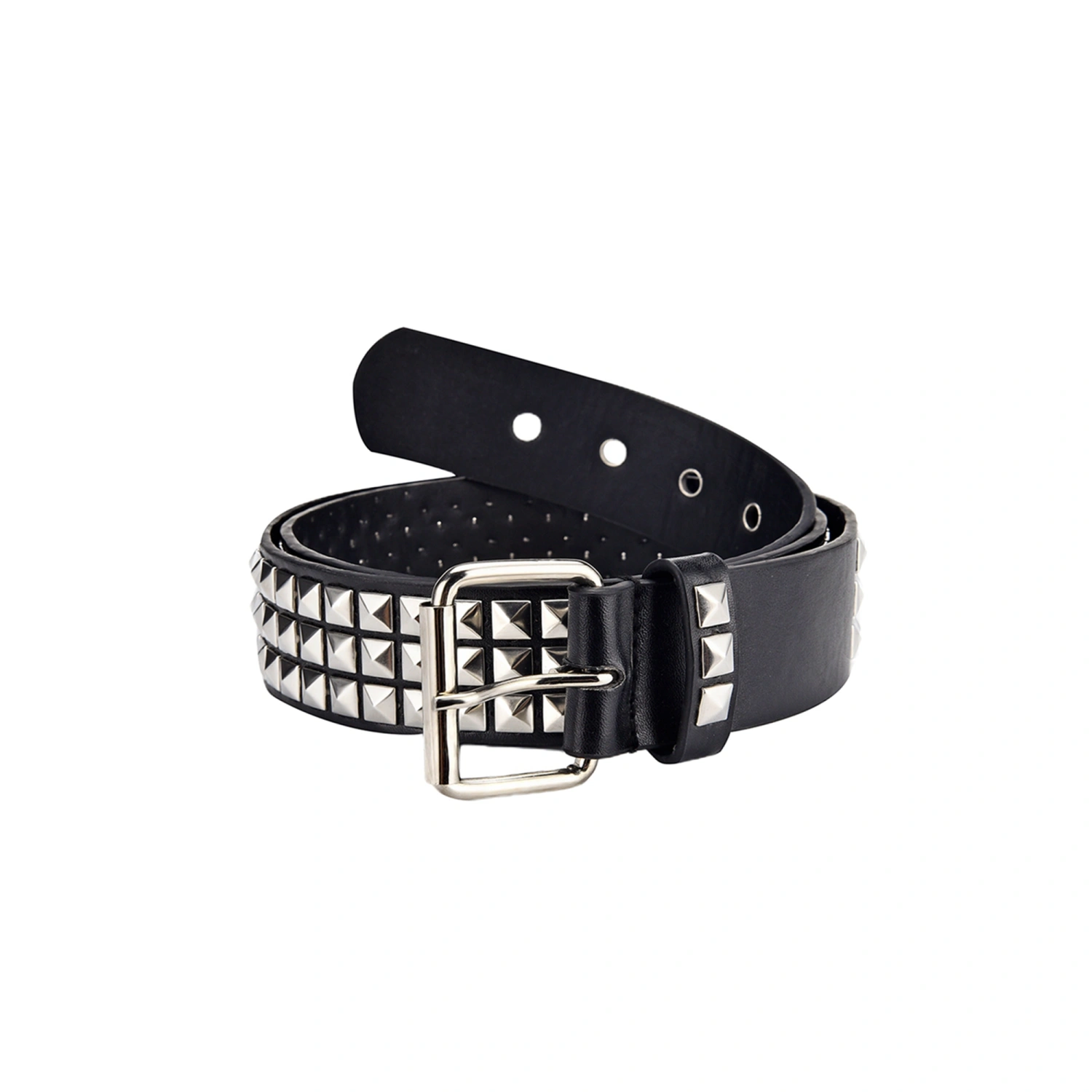Women's Single Double or Rivet Grommet Punk Waist Belt with Chain Detachable