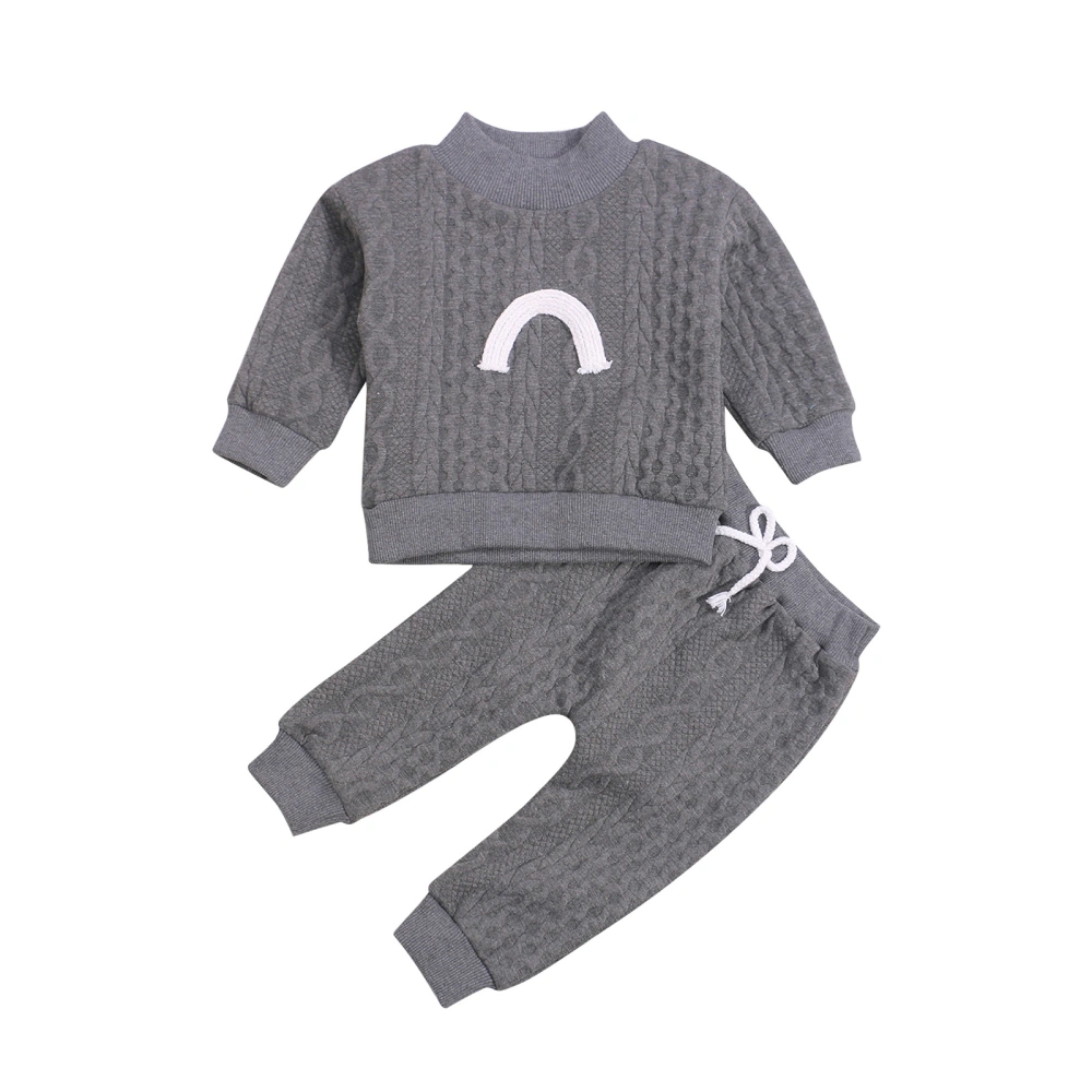 Baby 2Pcs Fall Outfits Long Sleeve Mock Neck Rainbow Knit Tops + Pants