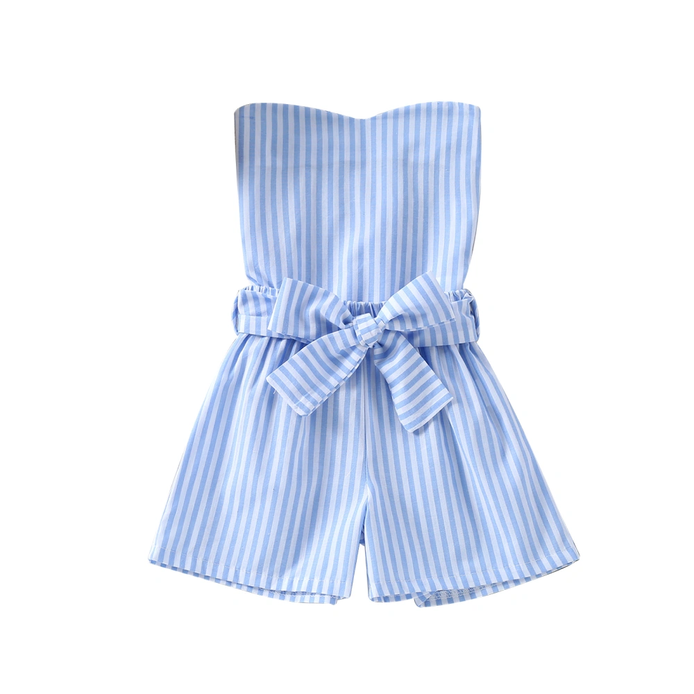 Baby Tube Sleeveless Jumpsuits with Belt, Vertical Stripes Clothing