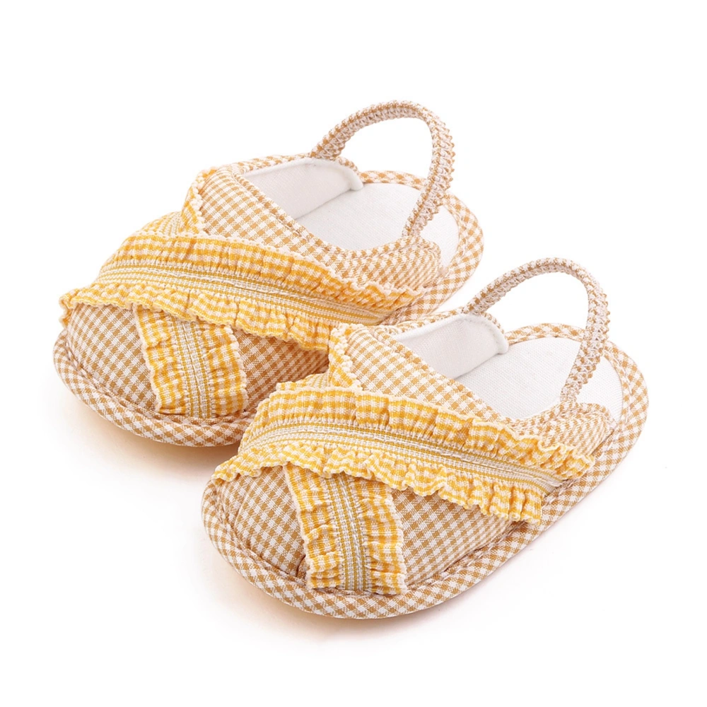 Baby Sandals Shoes with Plaid Pattern, Elastic Band Accessory