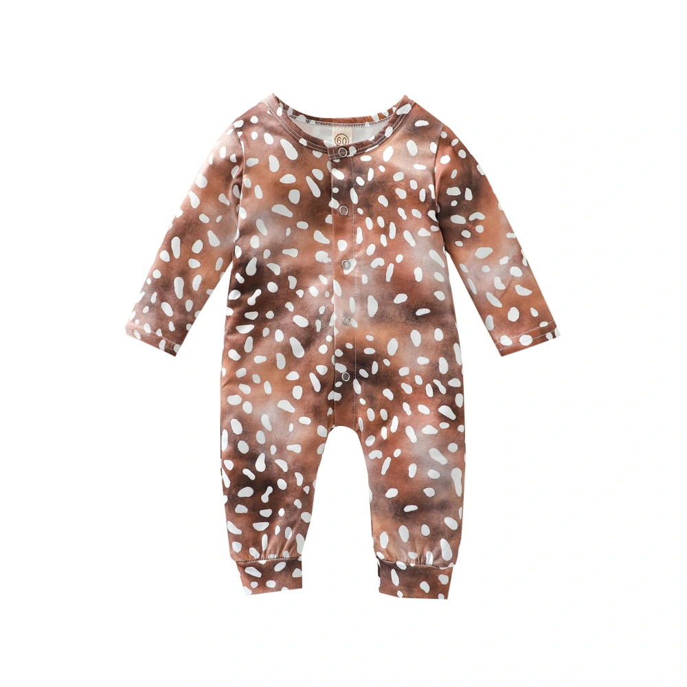 Spot Print Romper, Casual Gradient Long Sleeve Round Neck Jumpsuit