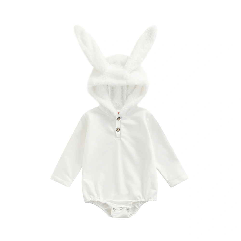 Baby Hooded Rompers Newborn Infant Jumpsuit with Cute Plush Ears