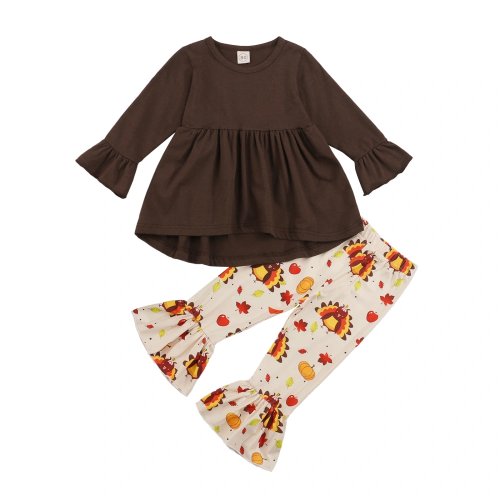 Baby Thanksgiving Long Sleeve + Flared Pants, Cartoon Pattern