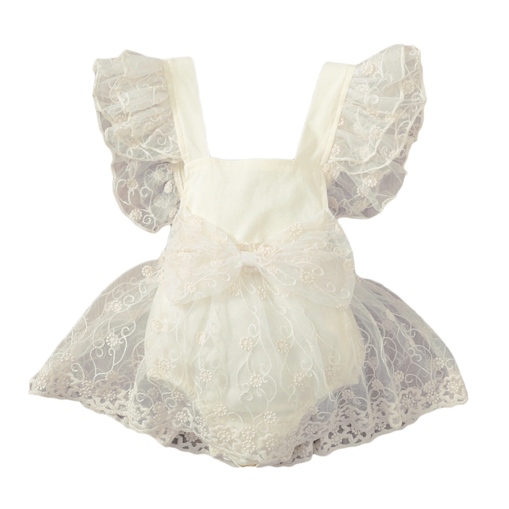 Baby Sleeveless Romper with Lace Patchwork, Flower Pattern Clothing