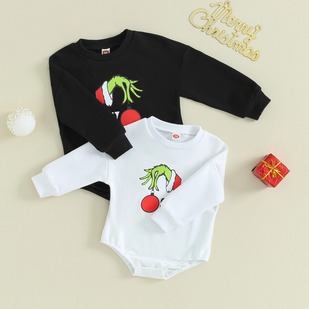 Toddler Baby Sweatshirt Rompers Christmas Elf Print Long Sleeve Jumpsuit for Newborn Infant Cute Clothes