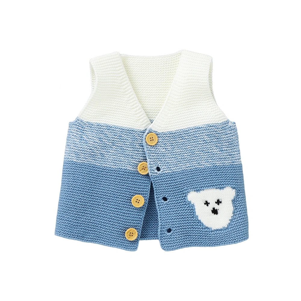 Baby’s Autumn and Winter Cartoon Bear Jacquard V-neck Knitted Vest