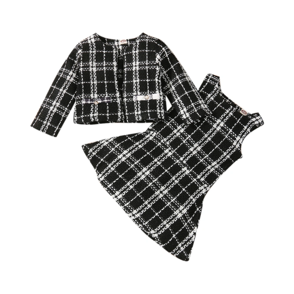 Baby Girl Dress Sleeveless Plaid Midi Loose Party Casual Cardigan