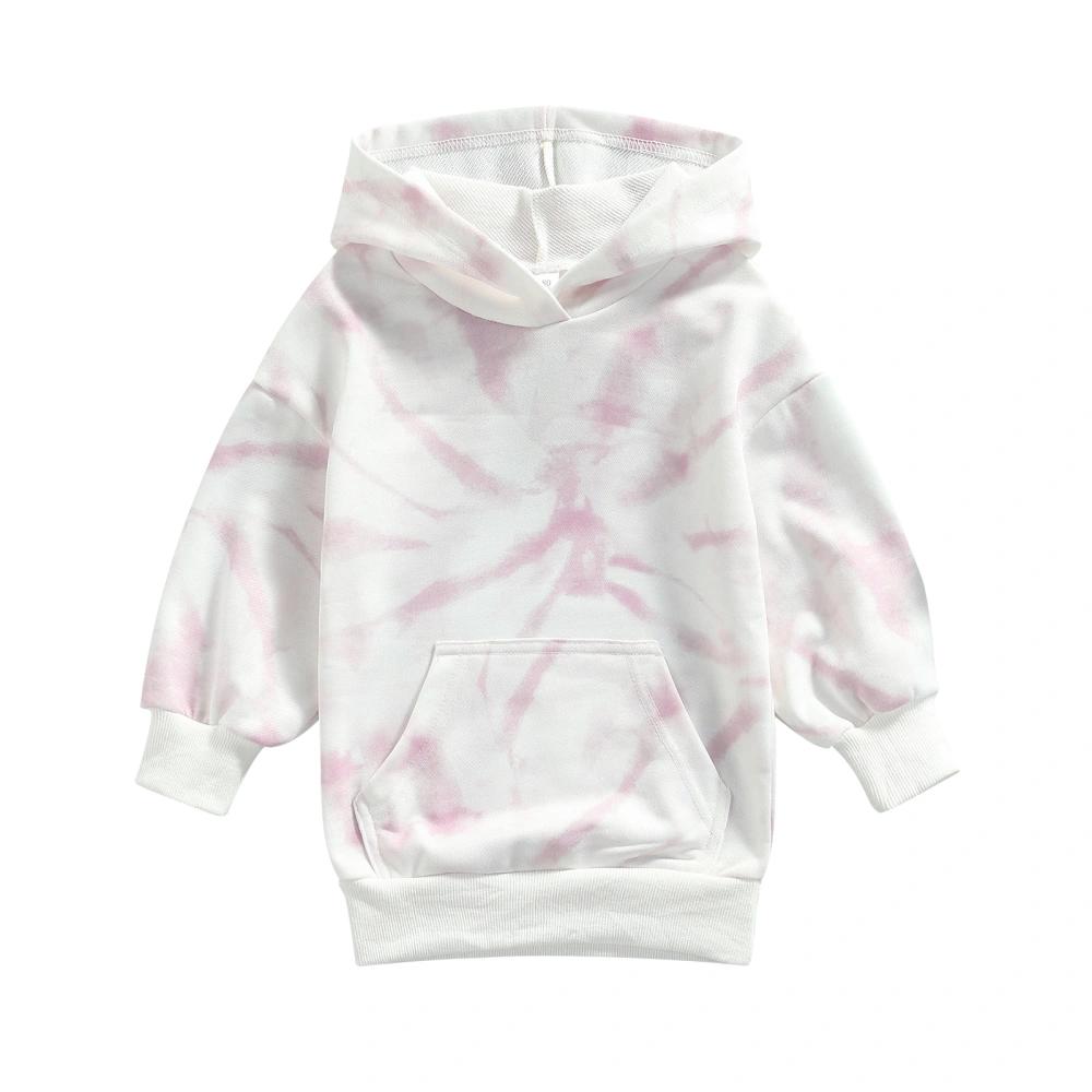 Girl Tie-dye Hooded Sweatshirt, Loose Long Sleeve Pullover with Pocket