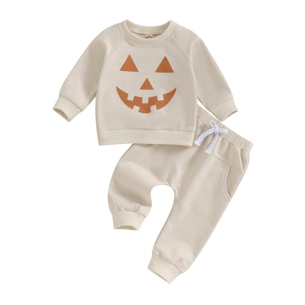 Baby 2 Piece Cute Outfit Halloween Pumpkin Print Sweatshirt and Pants