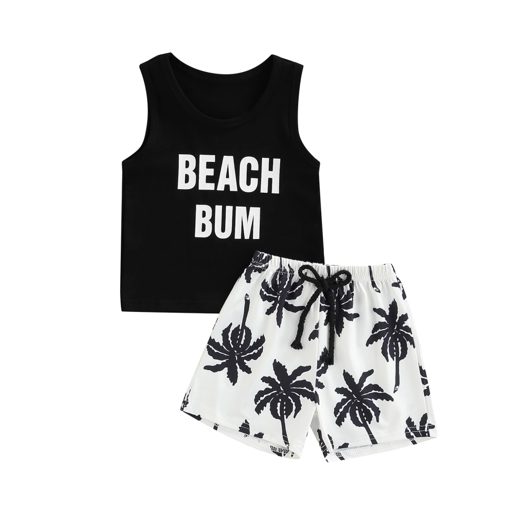 Baby Boy Short Pants Suits, Short Sleeve Letter Tank Tops + Shorts Set