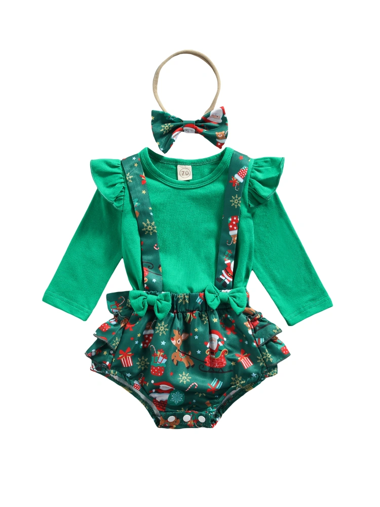 Baby Girls Clothes Set, Tops, Suspender Bloomers and Headdress