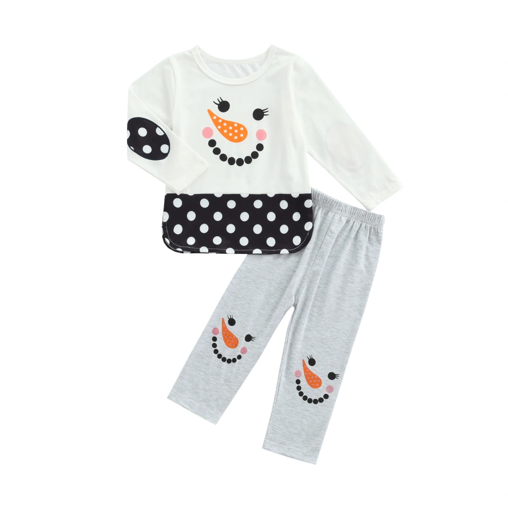 Baby Kid Girls Christmas Outfits, Snowman Dots Print Tops with Pants