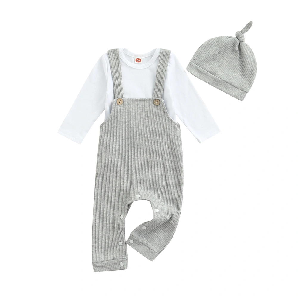 Infant Long Sleeve Romper + Pants + Jumpsuit + Hat, Simple Clothing