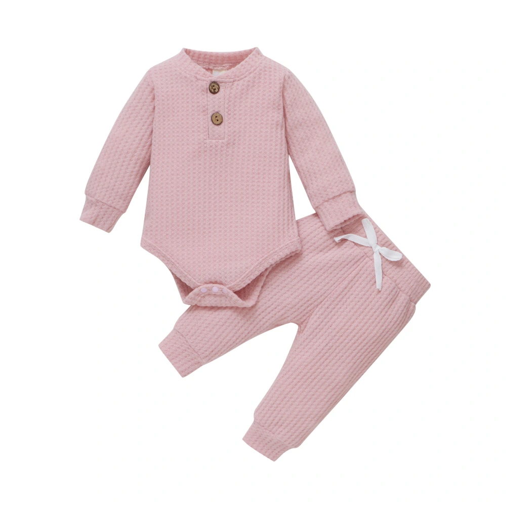 Baby Girls Clothes Set, Solid Color Romper and Elastic Waist Pants