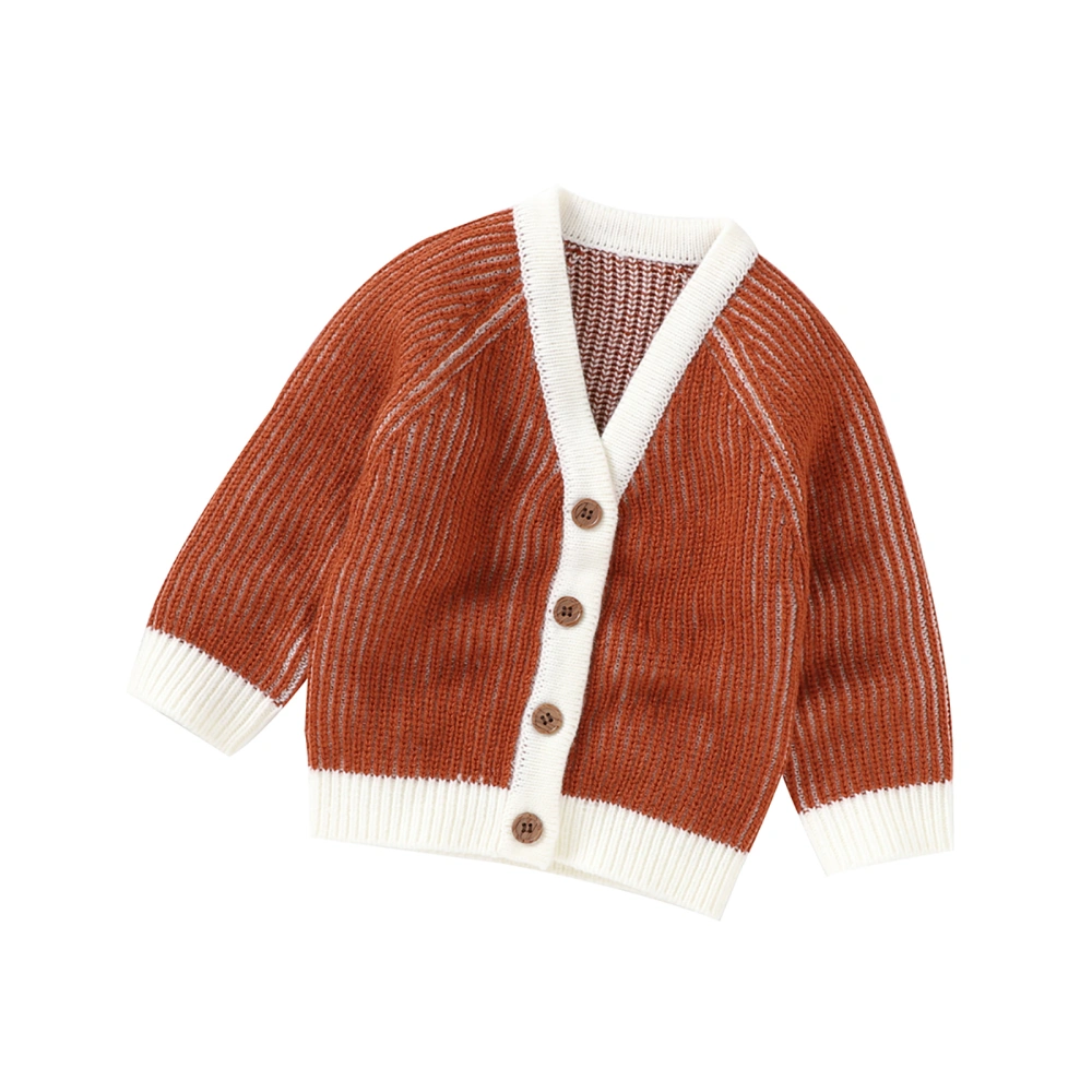 Toddlers Knitted Cardigan, V-neck Long Sleeve Single-breasted Outwear