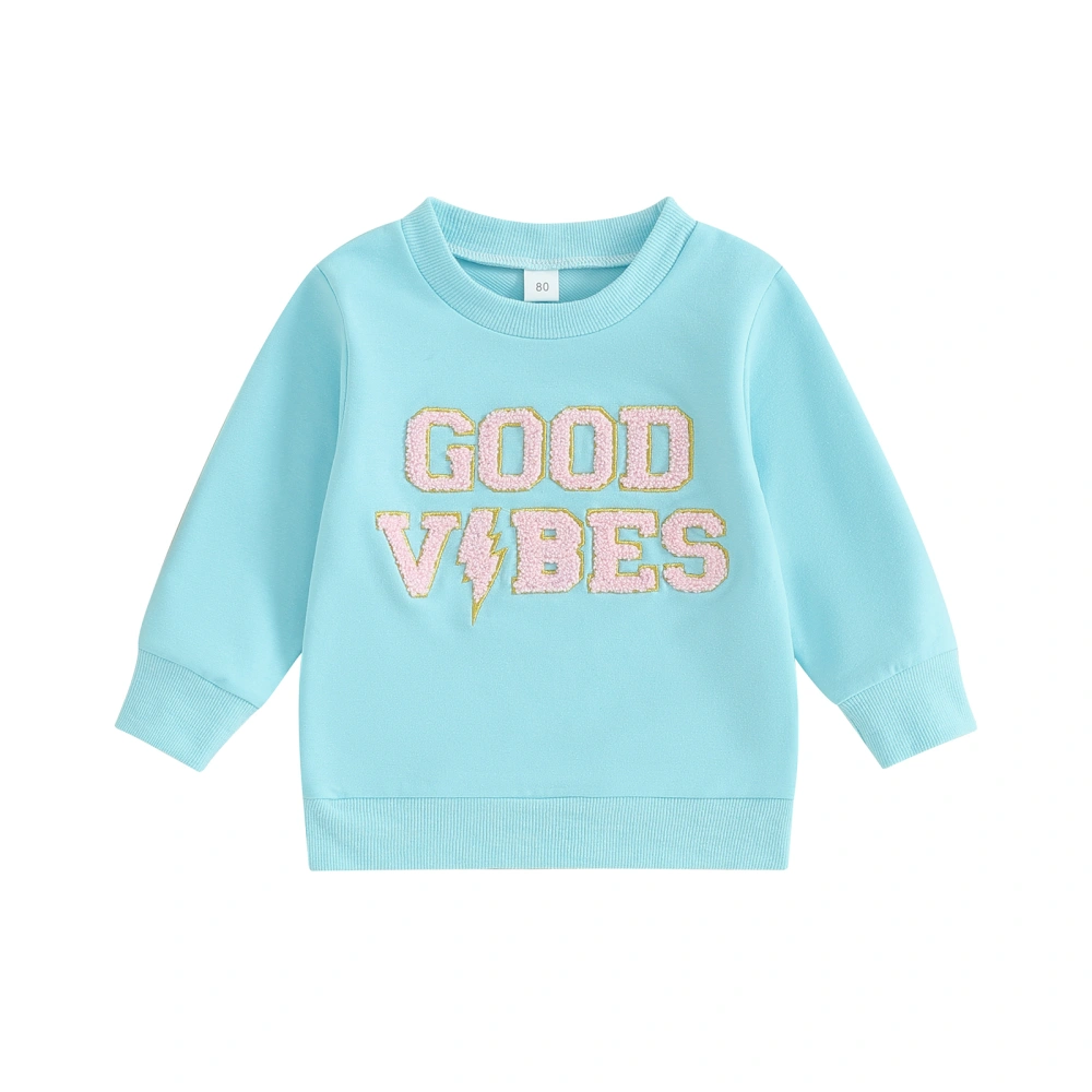 Toddler Winter Fuzzy Letter Crew Neck Long Sleeve Pullovers Tops