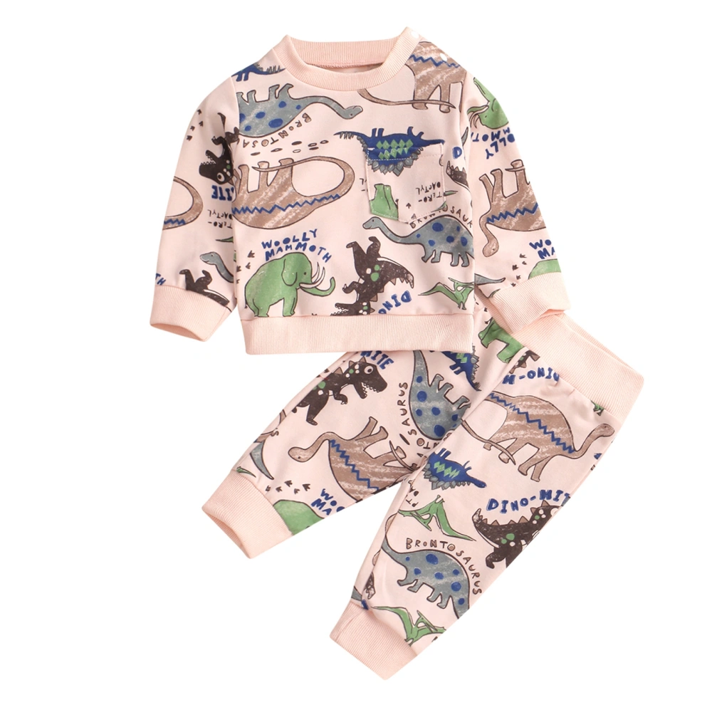 Unisex Baby Tracksuit, Cartoon Dinosaur Long Sleeve Tops + Pants