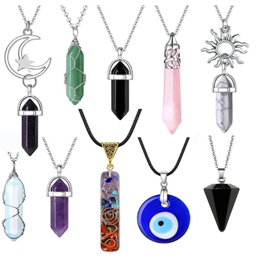 Crystal Necklaces Set Hexagonal Healing Stones Spiritual Pendant