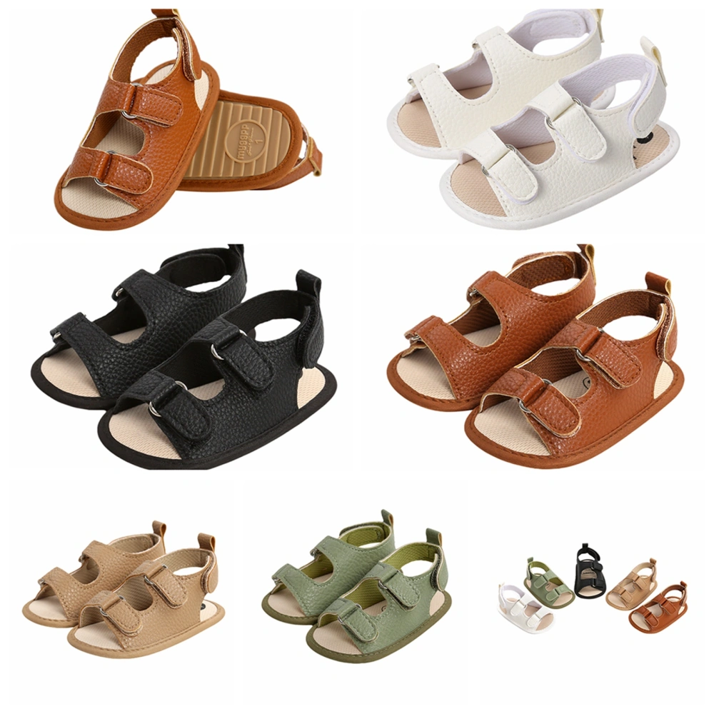 Baby Boys Girls Leather Sandals Anti-Slip Sole Solid Color Flats