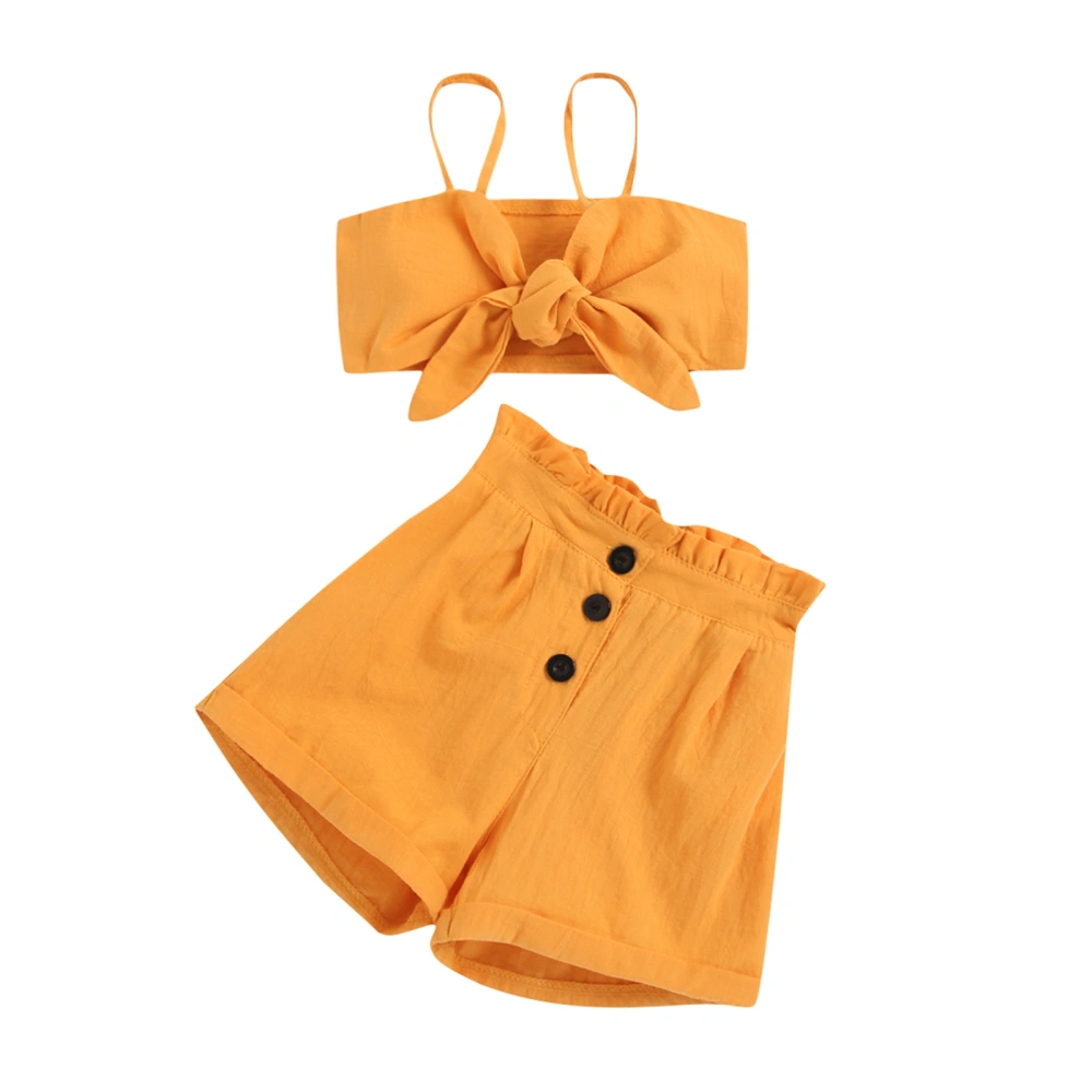 Girls Clothes Set, Solid Color Camisole and Elastic Waist Shorts