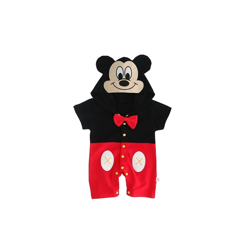 Infant Boys Romper, Color-Contrast Short Sleeve Cartoon Mouse Jumpsuit