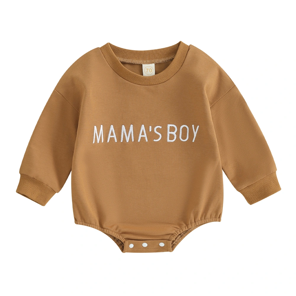 Infant Boy Sweatshirt Jumpsuit Letter Embroidery Long Sleeve Romper