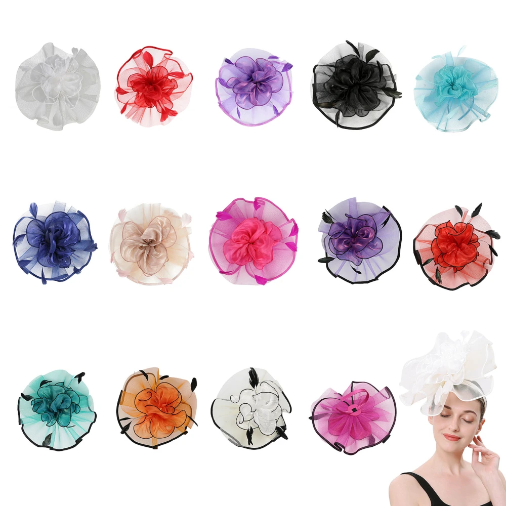 Female Headdress, Feather Flower Hair Hoop Headwear Hair Accessories