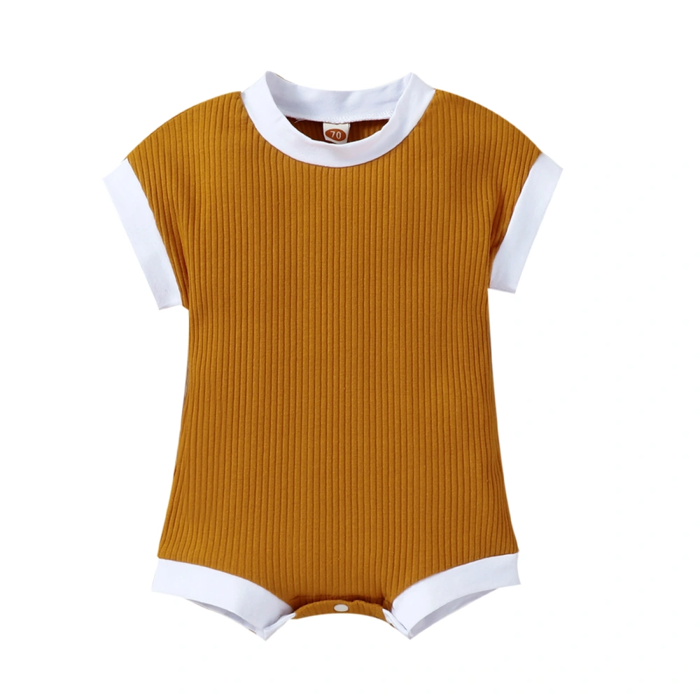 Baby Summer Romper, Color Contrasts Ribbed Short Sleeve O-Neck Romper