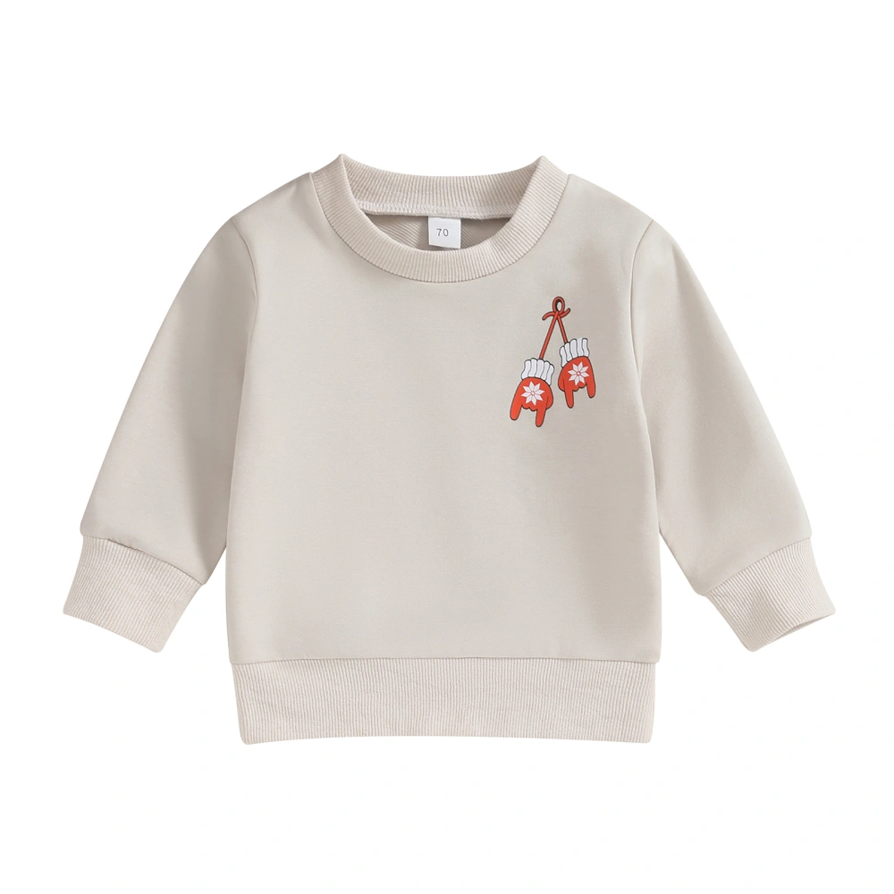 Kids Baby Christmas Sweatshirt Glove Print Long Sleeve Pullovers Tops