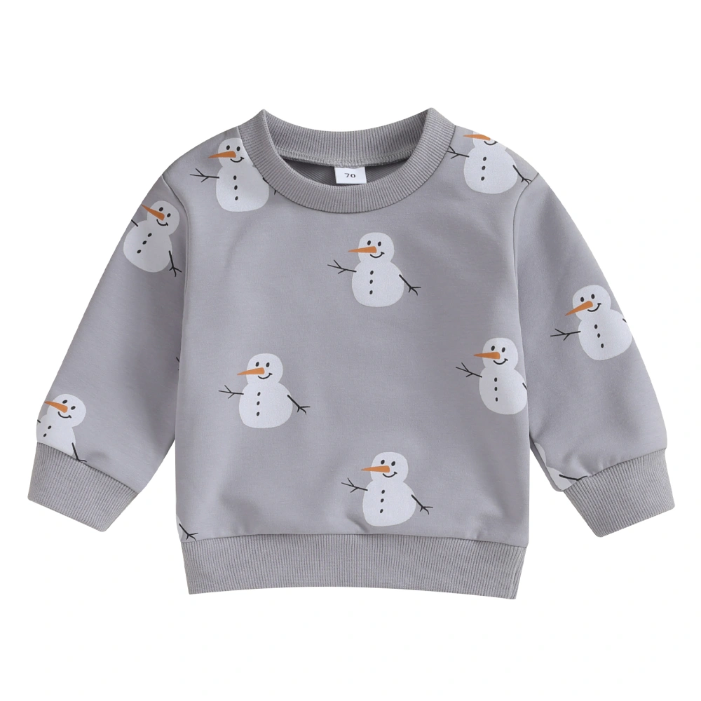 Kids Baby Sweatshirt Christmas Snowman Print Long Sleeve Pullovers