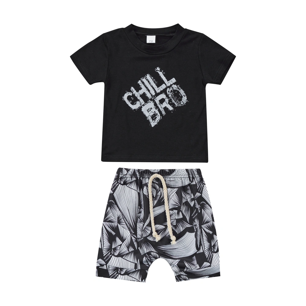 Baby Boys' Trouser Suits Short-sleeved Letter Printed T-shirt Shorts