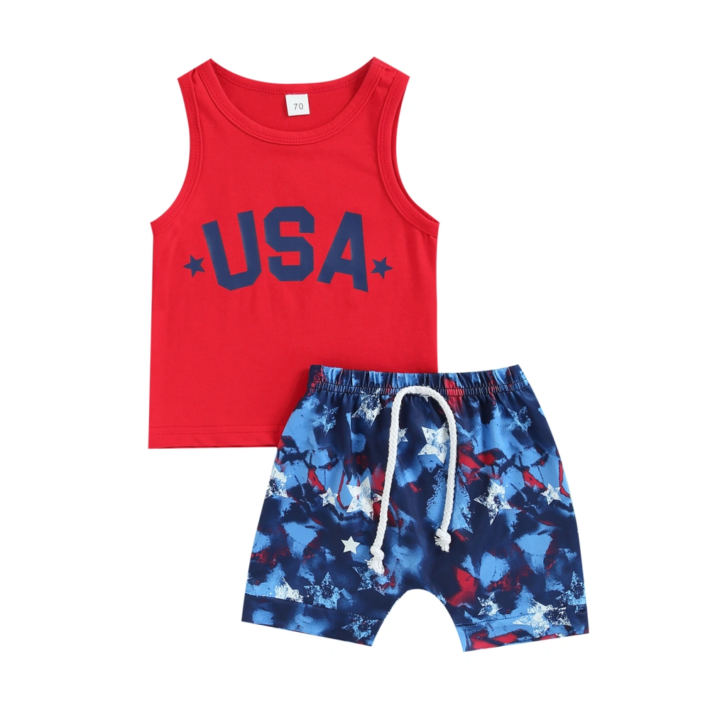 Baby Boy Suit Letters Print Sleeveless Tank Tops Elastic Shorts