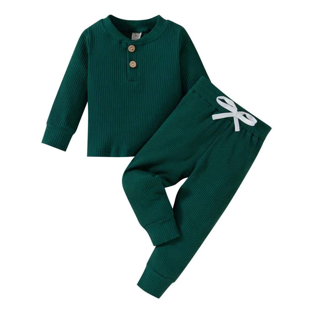 Baby Long-sleeved Tops + Trousers, Adjustable Elastic Waist 