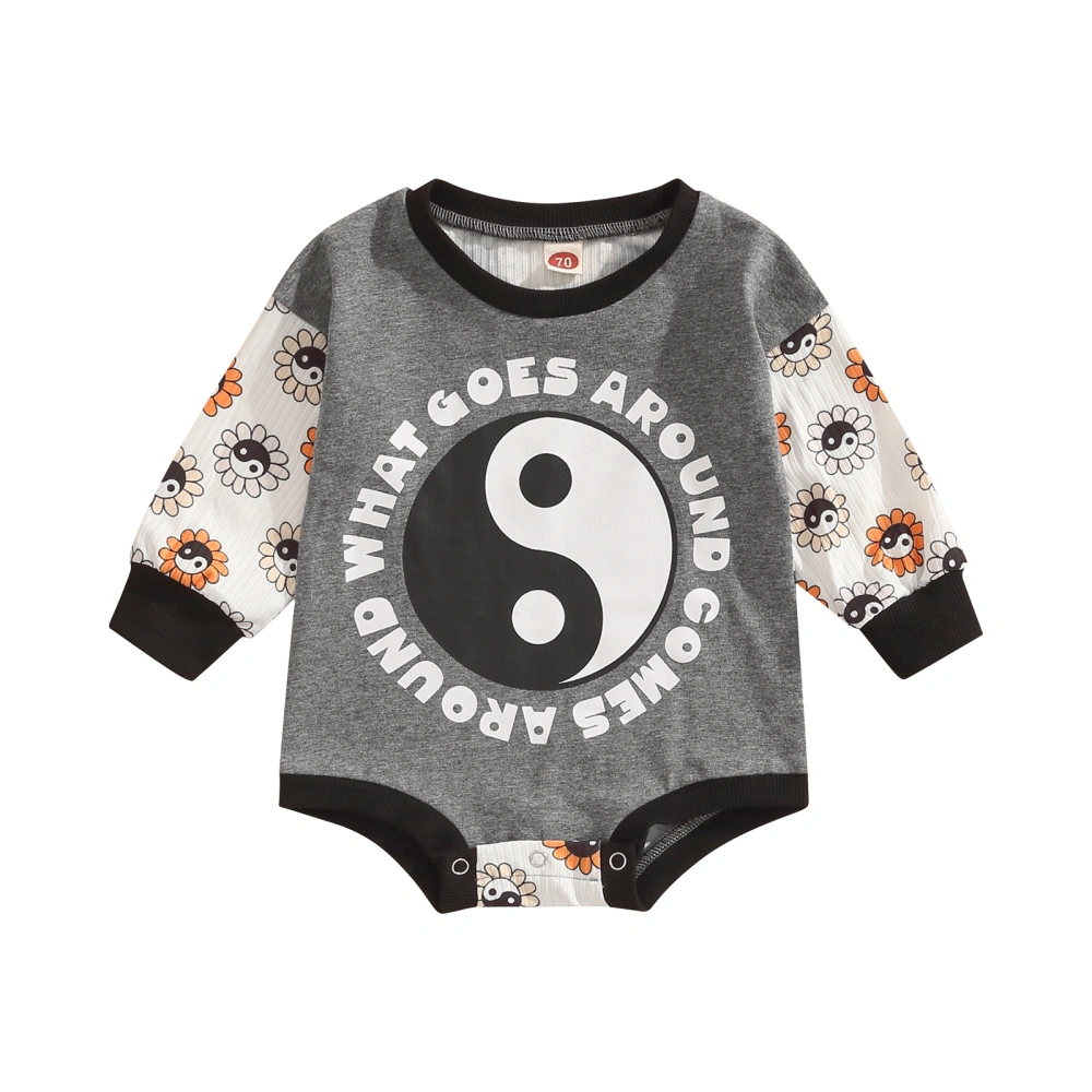 Baby Romper Unique Yin Yang Pattern Letter Print Triangle Jumpsuit