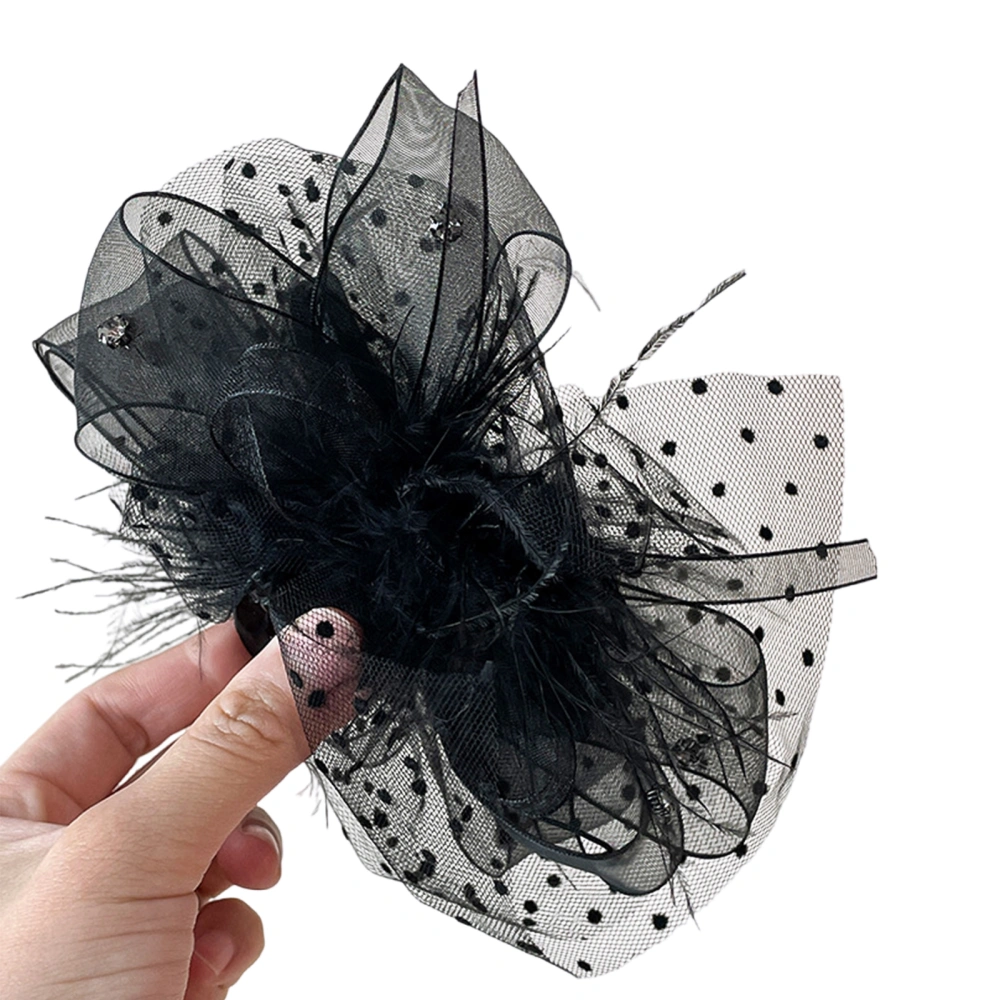 Elegant Mesh Feather Bow Hair Clips Claws Temperament Shark Clamp