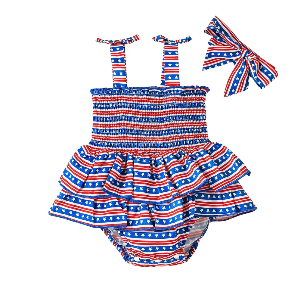 Infant Girl Independence Day Rompers Baby Stars Stripe Print Bodysuit