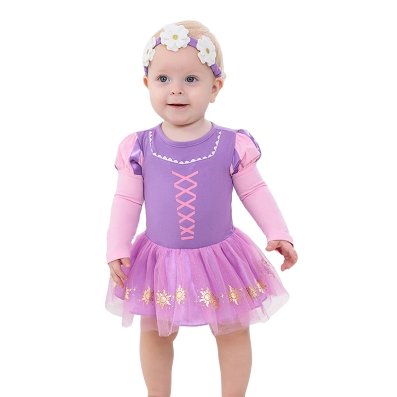 Baby Christmas Mermaid Romper Dress Print Tutu Jumpsuit with Headband