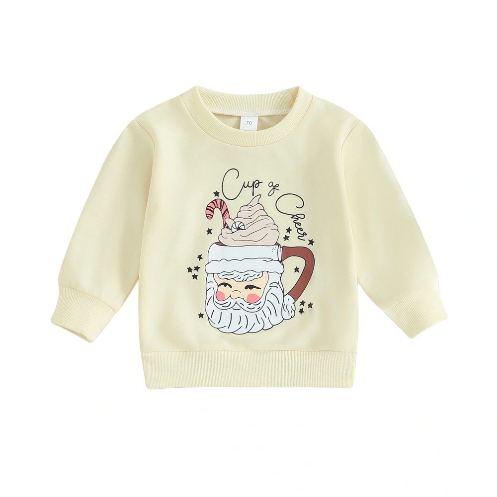 Baby Christmas Sweatshirt Santa & Letter Print Long Sleeve Pullover 