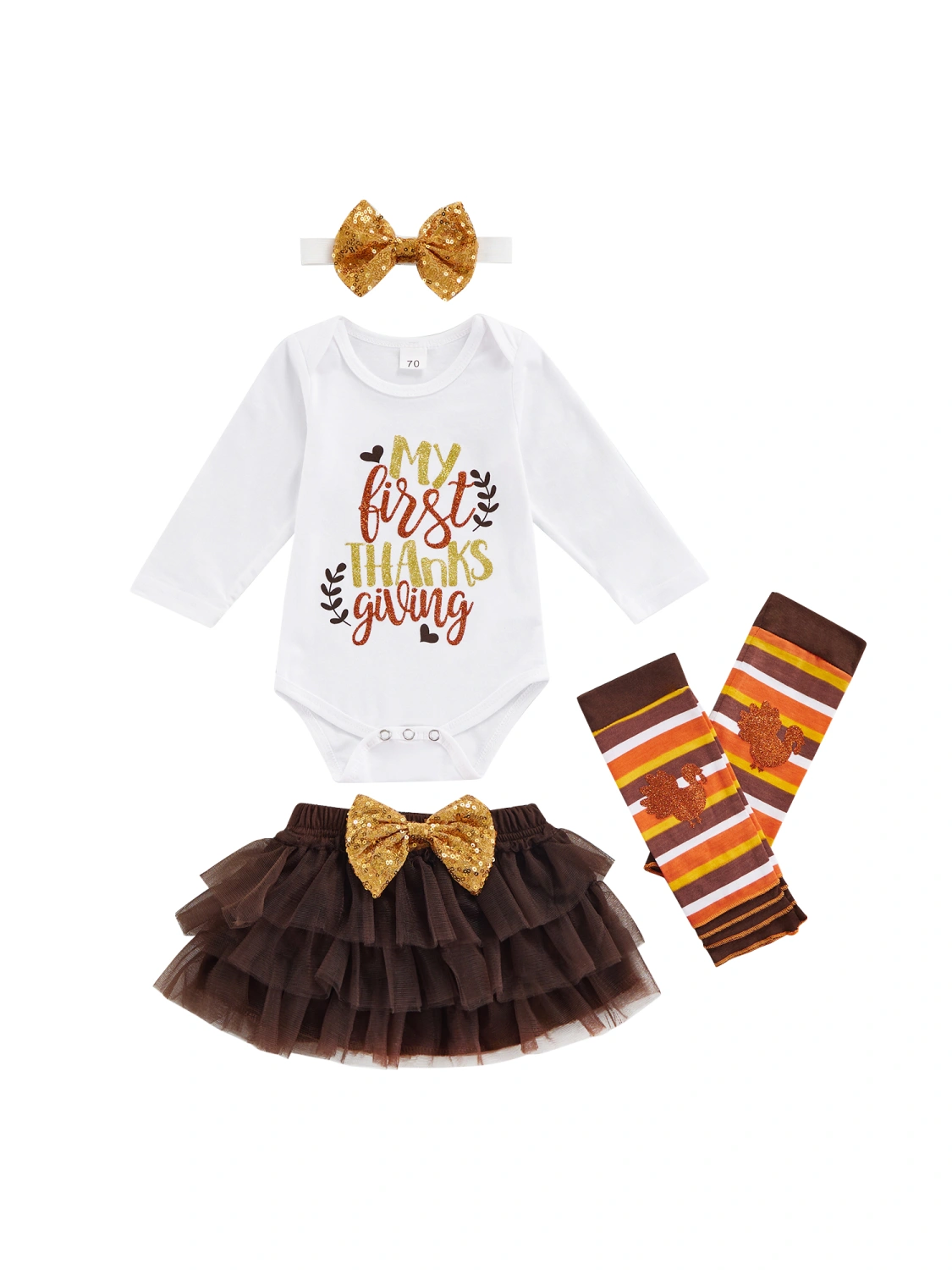 Baby Girls Thanksgiving Day Clothes Romper Skirt Leg Warmers