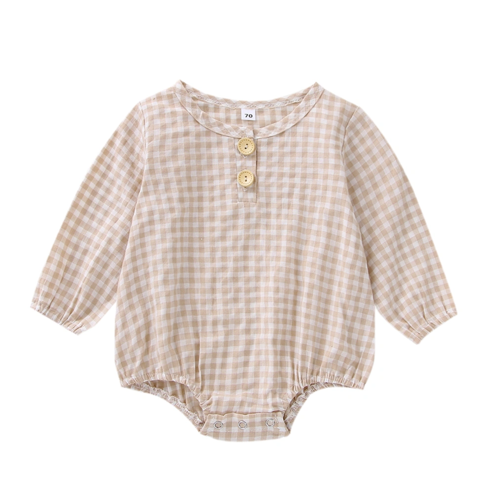 Autumn Infant Romper, Plaid Round Collar Long Sleeve Jumpsuit