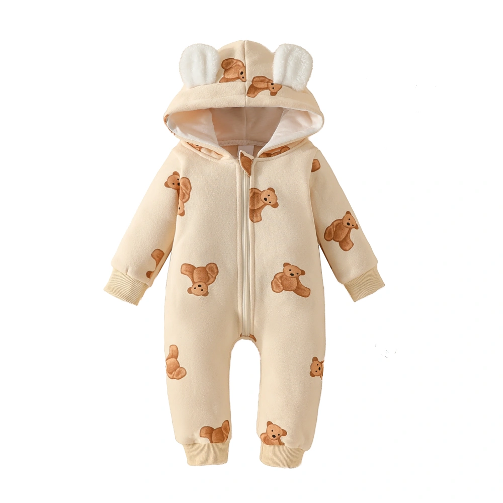 Baby Girls Boys Hoodies Rompers Bear Print Hooded Fall Jumpsuits