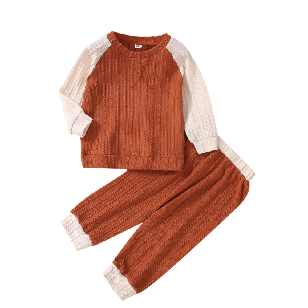 Baby’s Fashion Contrast Color Long Sleeve Tops and Long Pants Set