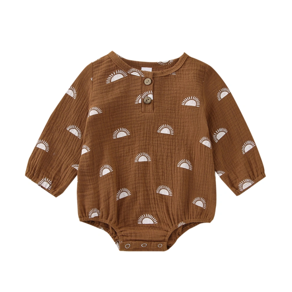 Infant Casual Romper, Long Sleeve Round Neck Sun Printing Jumpsuit