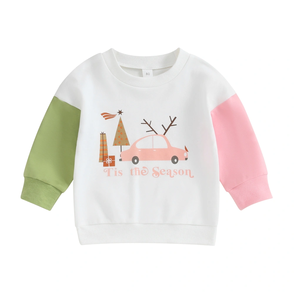 Toddler Girl Christmas Sweatshirts Long Sleeve Truck Print Pullovers